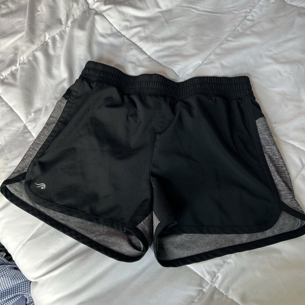 Ideology Womens Medium Running Shorts Black Gray Workout‎ Gym Yoga Activewear